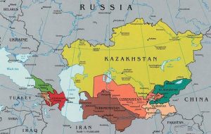Map of Kazakhstan and neighboring countries