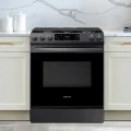 Samsung 6.0 cu. ft. Smart Slide-in Gas Range in Black Stainless Steel