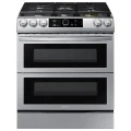 Samsung 6.3 cu. ft. Flex Duo Front Control Slide-in Dual Fuel Range with Smart Dial, Air Fry, and Wi-Fi in Stainless Steel