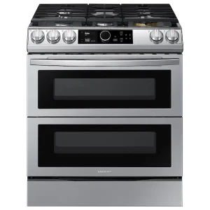 Samsung 6.3 cu. ft. Flex Duo Front Control Slide-in Dual Fuel Range with Smart Dial, Air Fry, and Wi-Fi in Stainless Steel